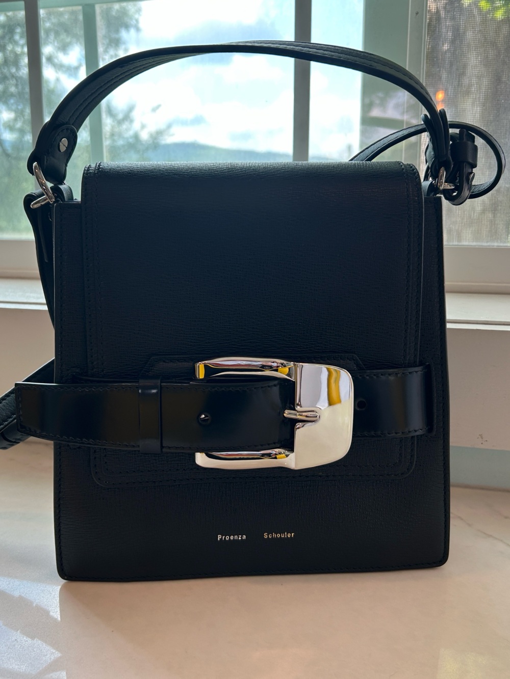 Proenza Schouler Black Leather Trapeze Crossbody Bag